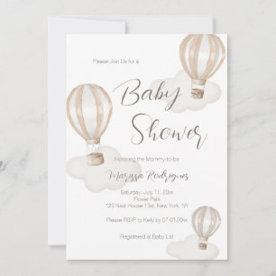 Invitation Ballons à Air Chaud pour Baby Shower Genre Neutre