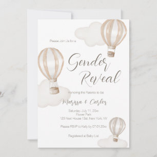 Invitation Ballons à Air Chaud pour Baby Shower Neutres en Ge