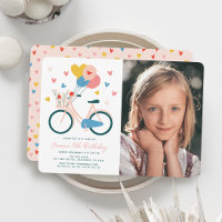 Ballons à bicyclette rose & Coeurs Fille Anniversa