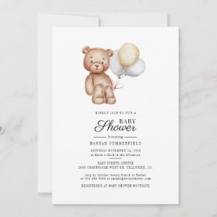 Invitation Ballons à oreilles mignons Script Baby shower
