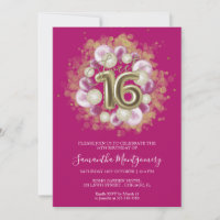 Ballons Anniversaire 16 Ans Feuille D'Or Rose Chau