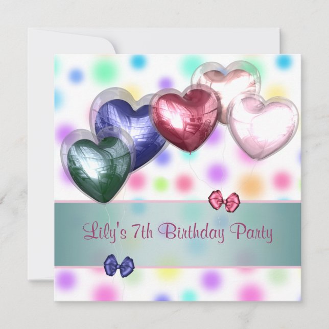 Invitation Ballons Anniversaire Pastel à Points Birthday Part (Devant)