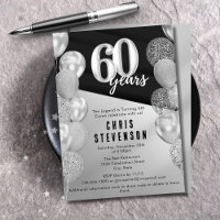 Ballons Argent Noir Masculins 60 ans Anniversaire