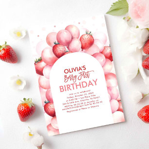 Invitation Ballons aux fraises Berry 1er anniversaire