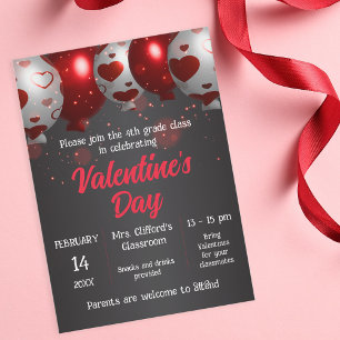 Invitation Ballons avec coeur La fête de la Saint Valentin
