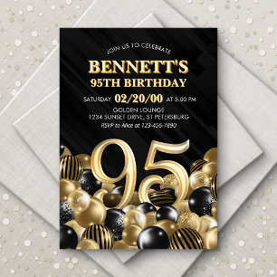 Invitation Ballons Black Gold 95e anniversaire