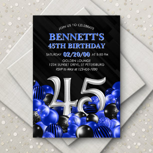 Invitation Ballons bleu 45e anniversaire