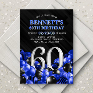 Invitation Ballons bleu 60e anniversaire