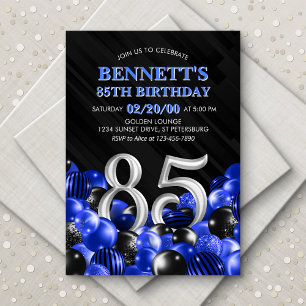 Invitation Ballons bleu 85e anniversaire