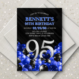 Invitation Ballons bleu 95e anniversaire