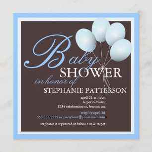 Invitation Ballons Bleus Baby shower Élégant