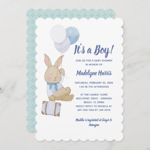 Invitation Ballons Bleus Bleu Bleu Cute C'est un Baby shower 