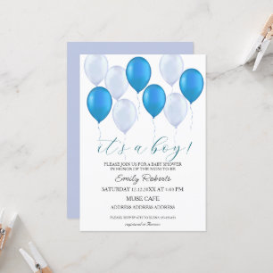 Invitation Ballons Bleus C'est un garçon Baby shower Invitati