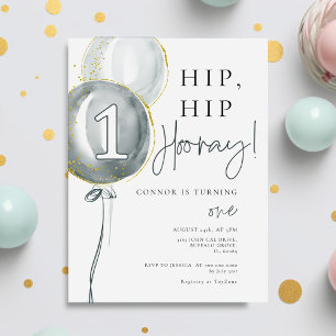 Invitation Ballons Bleus Garçon premier anniversaire