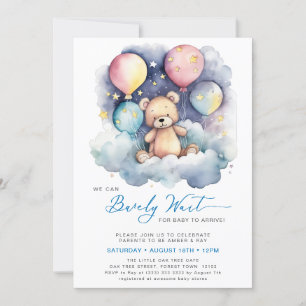 Invitation Ballons Bleus Nous Pouvons Attendre Baby shower Ga