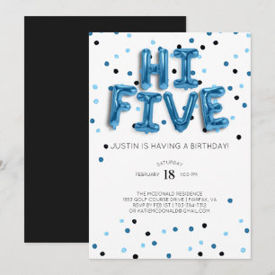 Invitation Ballons bleus   Salut Cinq 5e anniversaire