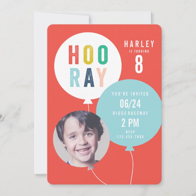 Invitation Ballons boules enfants photo anniversaire (Devant)