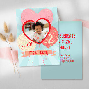 Invitation Ballons cardiaques Anniversaire de enfant Photo In