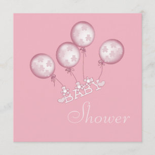 Invitation Ballons, chaussures de bébé et baby shower de