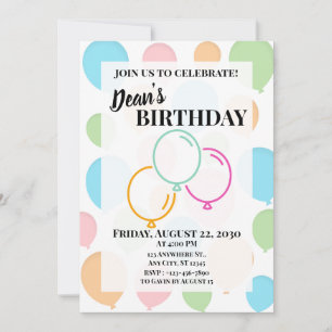 Invitation Ballons Colorés