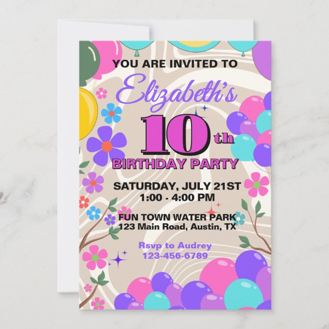 Invitation Ballons colorés festifs Anniversaire (Devant)