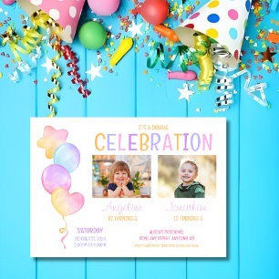 Invitation Ballons colorés mignons Enfants photo Anniversaire