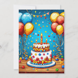 Invitation Ballons d'anniversaire colorés