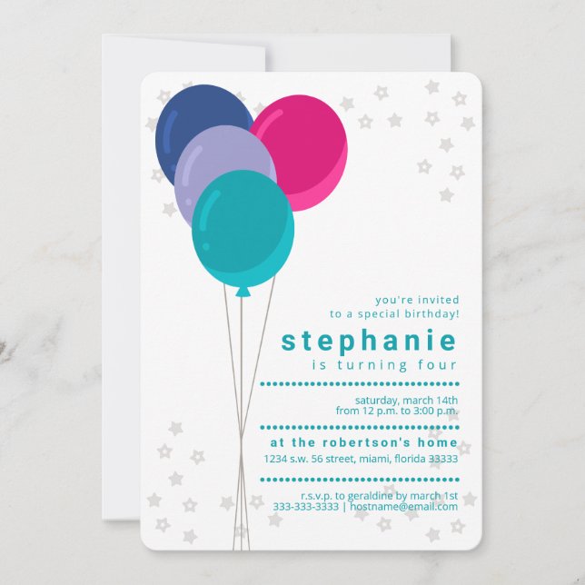 Invitation Ballons d'anniversaire Cool malveillants (Devant)