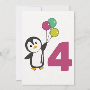Invitation Ballons d'anniversaire Penguin pour enfants Invita