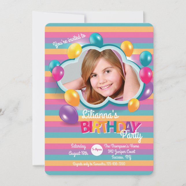 Invitation Ballons d'anniversaire photo (Devant)