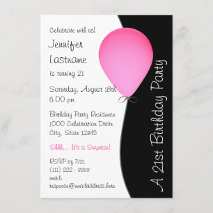 Invitation Ballons d'anniversaire rose