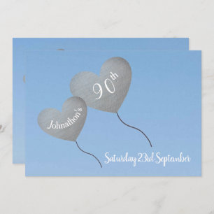 Invitation Ballons d'argent dans le ciel 90ème anniversaire f