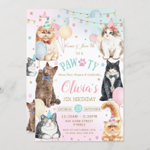 Invitation Ballons de chats pawty adorables