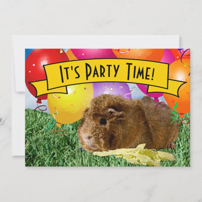 Invitation Ballons de cochons d'Inde pour la 2ème fête d'anni (Devant)