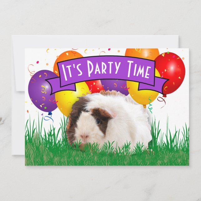Invitation Ballons de cochons d'Inde pour l'anniversaire des  (Devant)