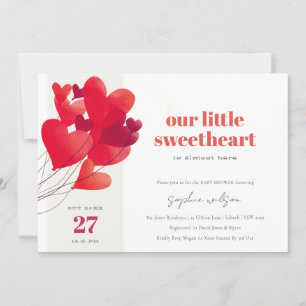 Invitation Ballons de coeur rouge mignon Baby shower d'amour