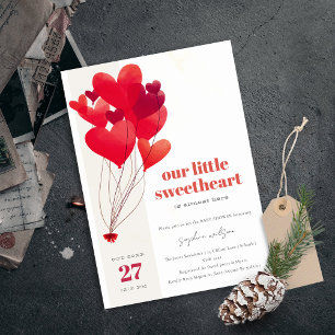 Invitation Ballons de coeur rouge mignon Baby shower d'amour