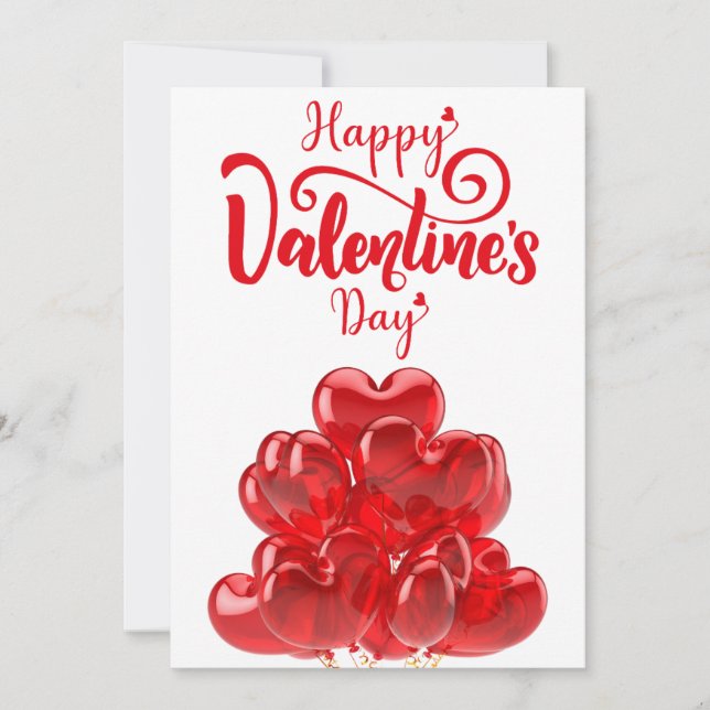 Invitation Ballons de coeur rouge pour la Saint-Valentin (Devant)