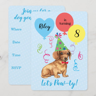 Invitation Ballons de fête d'anniversaire Dachshund
