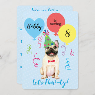 Invitation Ballons de fête d'anniversaire French Bulldog Invi