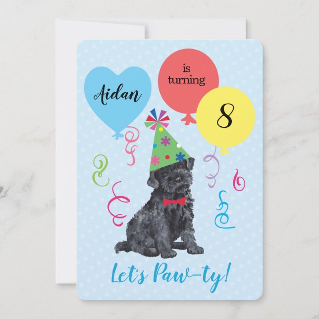 Invitation Ballons de fête d'anniversaire Kerry Blue Terrier (Devant)