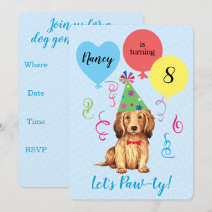 Invitation Ballons de fête d'anniversaire Longhhair Dachshund