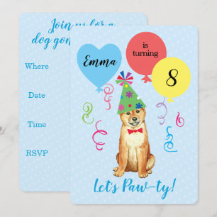 Invitation Ballons de fête d'anniversaire Shiba Inu