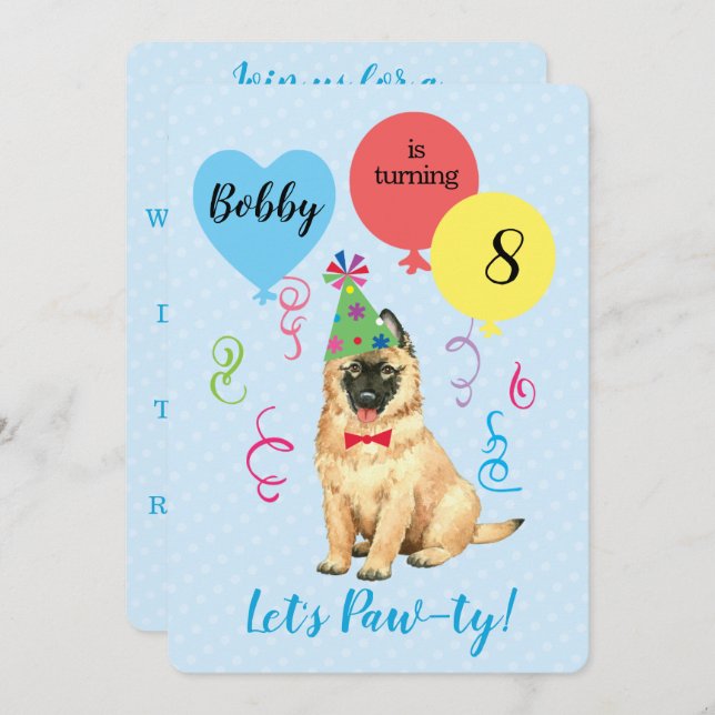 Invitation Ballons de fête d'anniversaire Tervuren (Devant / Derrière)