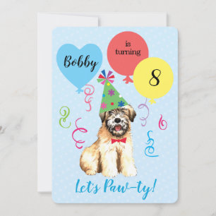 Invitation Ballons de fête d'anniversaire Wheaten Terrier Inv
