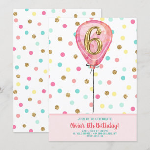 Invitation Ballons de fête du 6e anniversaire