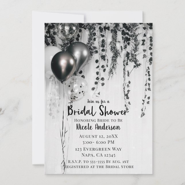 Invitation Ballons de fête métalliques Shower de mariage rust (Devant)