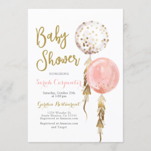 Invitation Ballons de fille baby shower