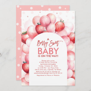 Invitation Ballons de fraises Berry Baby shower sucré