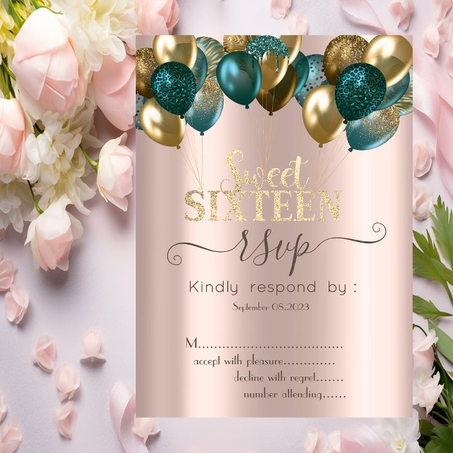 Invitation  Ballons de gouttes de paillettes Rose Gold Sweet  (Créateur téléchargé)